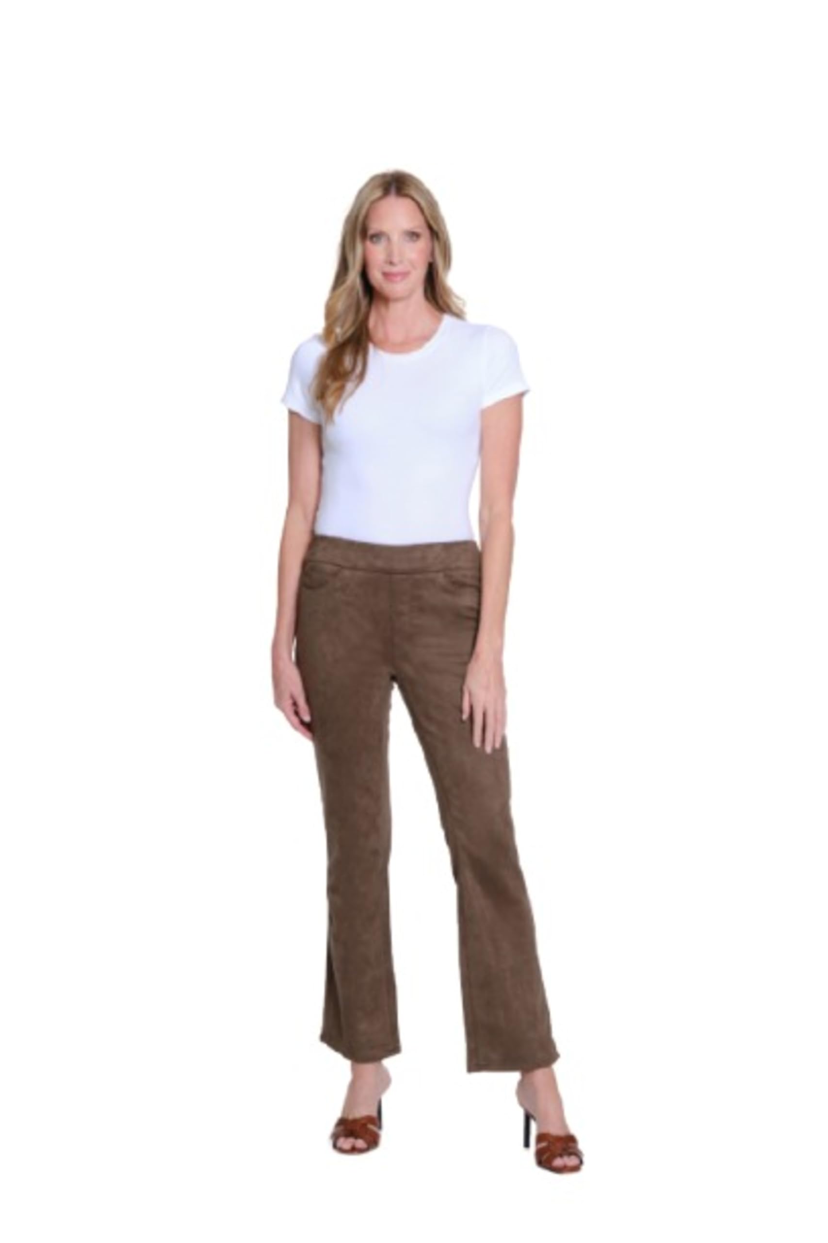 SLIM-SATION Women's Pull Over Flare Leg Jean with Real Front and Back Pockets