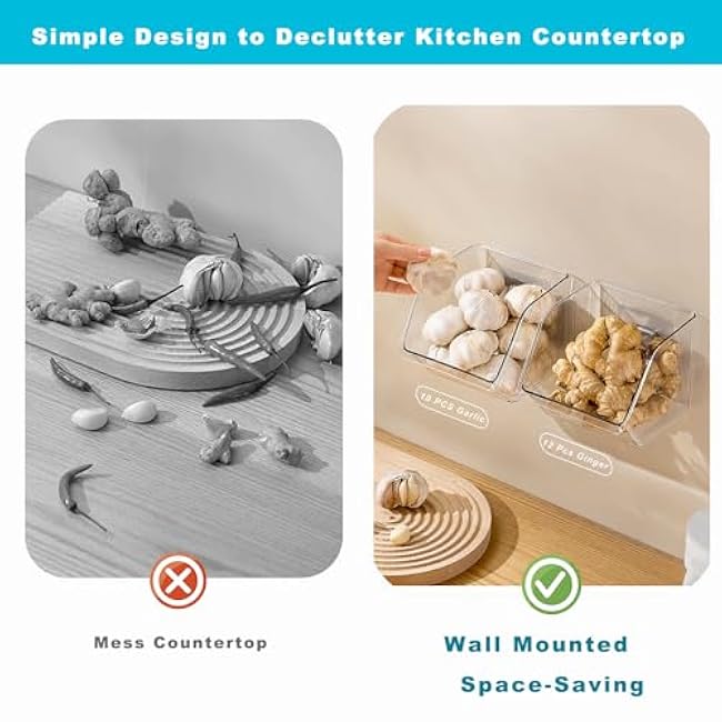 9-Pack Small Clear Storage Baskets, Adhesive Spice Rack Wall Mount for Countertop/Cabinet/Bathroom, Plastic Storage Bins Kitchen Wall Organizer and Storage Shelves, Spice Organizer