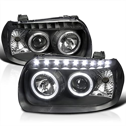 SPEC-D TUNING Black Dual Halo Projector SMD LED Headlights Compatible with 2005-2007 Ford Escape Left + Right Pair Headlamps Assembly