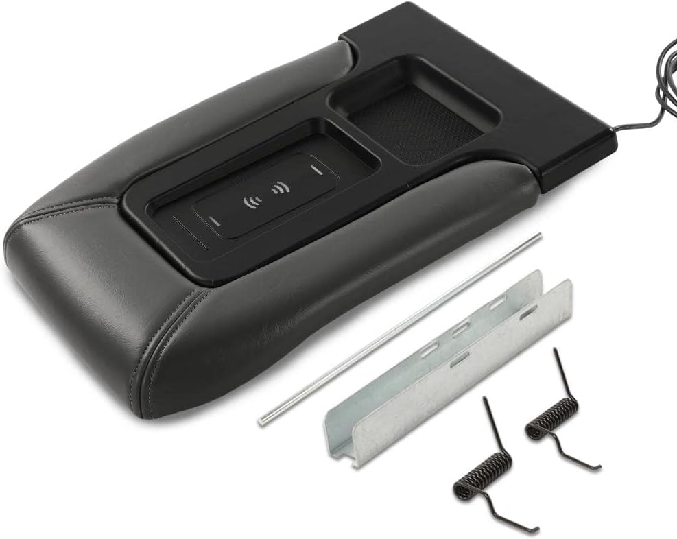 G-PLUS Center Console Lid Repair Kit Armrest Latch W/Charging Compatible with GMC Sierra Yukon/Chevy Silverado Suburban Tahoe 1999 2000 2001 2002 2003 2004 2005 2006 2007 19127364 Gray