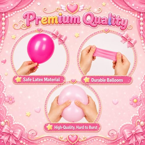 Image of Pink Yellow Balloons, 50Pcs 12 Inch Metallic Gold Confetti Latex | Hot Pink Yellow Balloons for Girls Birthday Baby Shower Bridal Wedding Summer Photo Backdrop Party Decor