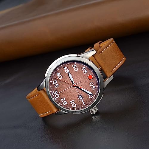 Image of ANNEFIT 20mm Watch Band, Quick Release Genuine Leather Replacement Strap (Gold Brown)