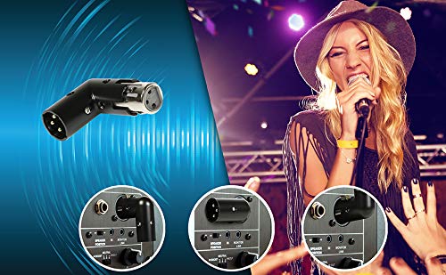 Miniatura 8 de Par de adaptadores de ángulo XLR de 3 pines  Doble macho y hembra, conector de metal duradero con 4 posiciones de ángulo ajustables y conexión