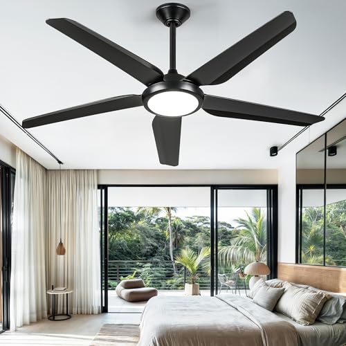 DWVO Ceiling Fan with Light, 54" Ceiling Fan with Remote, Tri-Color Temperature, 5 Blade Ceiling Fans Reversible 6 Speeds w/Quiet DC Motor for Bedroom, Living Room, Dining Room
