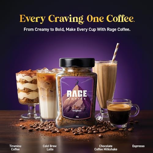 Image of Rage Coffee Original Coffee Blend 100% Pure Arabica Beans | Instant Coffee for Smooth Aroma & taste, Hot and cold coffee) (Original Unique Blend, 50g)