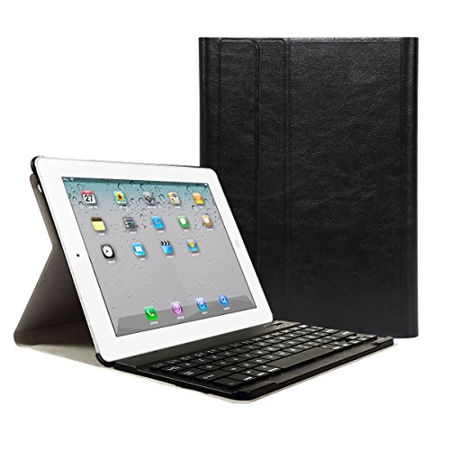CoastaCloud iPad 2 3 4 Funda con Teclado Bluetooth iPad 2/3/4 Funda Cubierta Protectora con Teclado Inalambrico QWERTY Español (Negro) Cover
