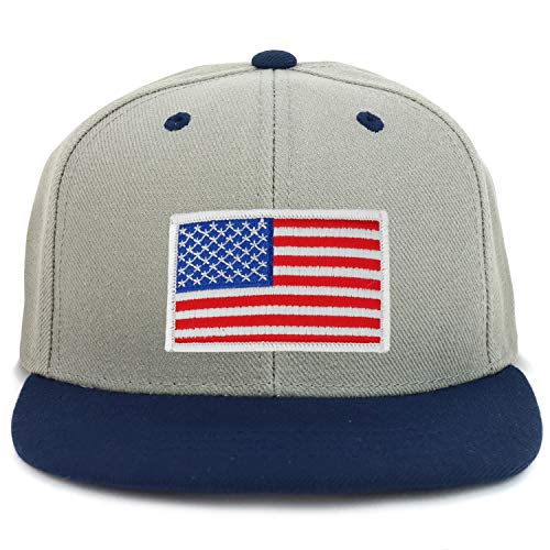 Armycrew Youth Kid's White American Flag Patch Flat Bill Snapback Trucker Cap