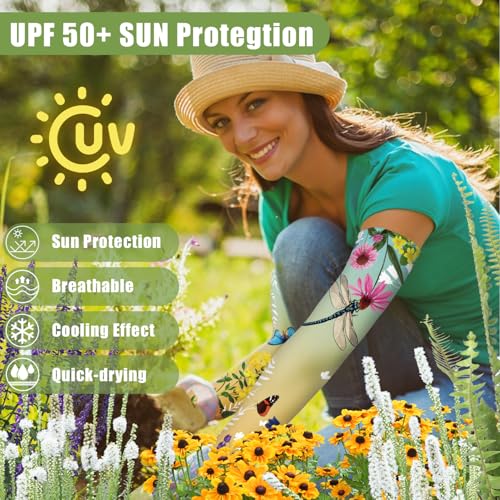 Image of Bebila Gardening Sleeves for Women Farm UV Sun Protection Anti-Scratch Cooling Sleeves with Thumb Hole Arms Cover Outdoors