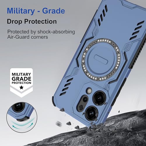 Image of Zapcase Back Case Cover for Oppo Reno 14 5G | Magnetic Case with Built-in Metal Ring | Supports MagSafe Charger, Wallet & Car Mount | Shockproof Hybrid PC + TPU | Blue