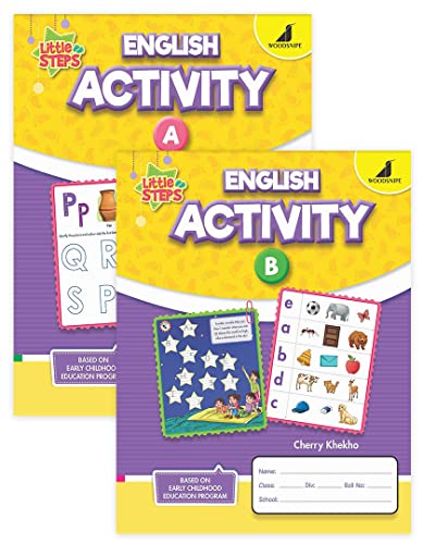 Image of Woodsnipe Alphabet Activity Books for Preschool Ages 2 to 5 years| Capital & Small Letter Tracing and Colouring |Worksheets on Puzzles, Vocabulary, Mazes, Phonics & more| Activity Books for LKG & UKG