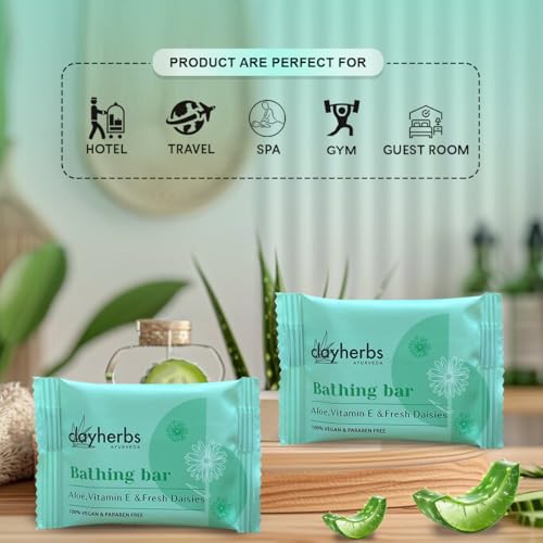 Image of 15g Soap, (Pack-100) Aloe, Vitamin E & Daisies Hotel Toiletries Soap, Travel Soap, Guest Room Amenities Soap, Hospitality Kit, Small Soap, Marriage Hall, Bathing Soap