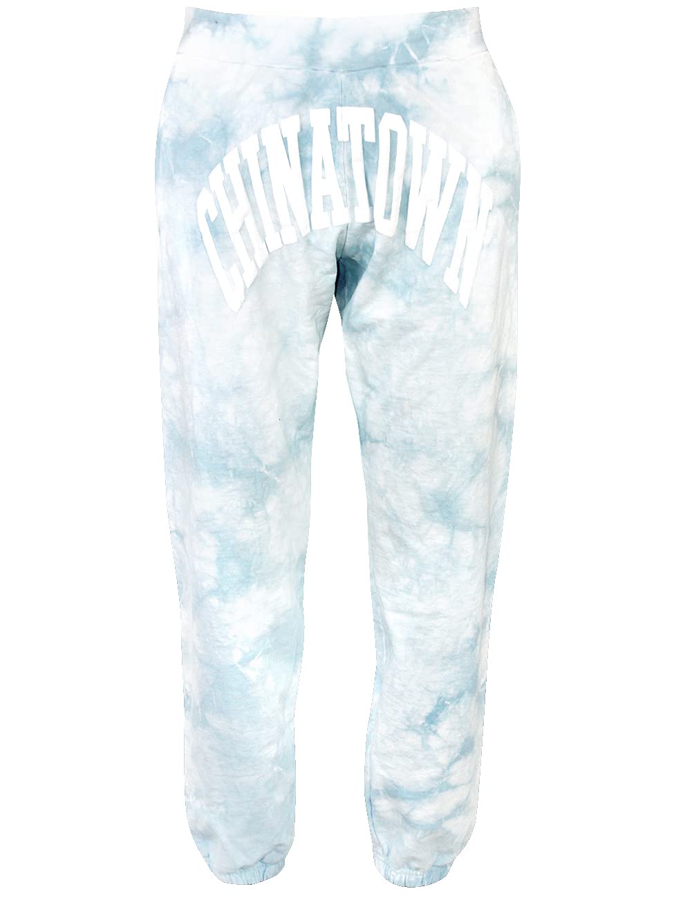 Chinatown Market Men’s Athletic Cotton Sweatpants with White Arc Graphic Print Blue Tie Dye