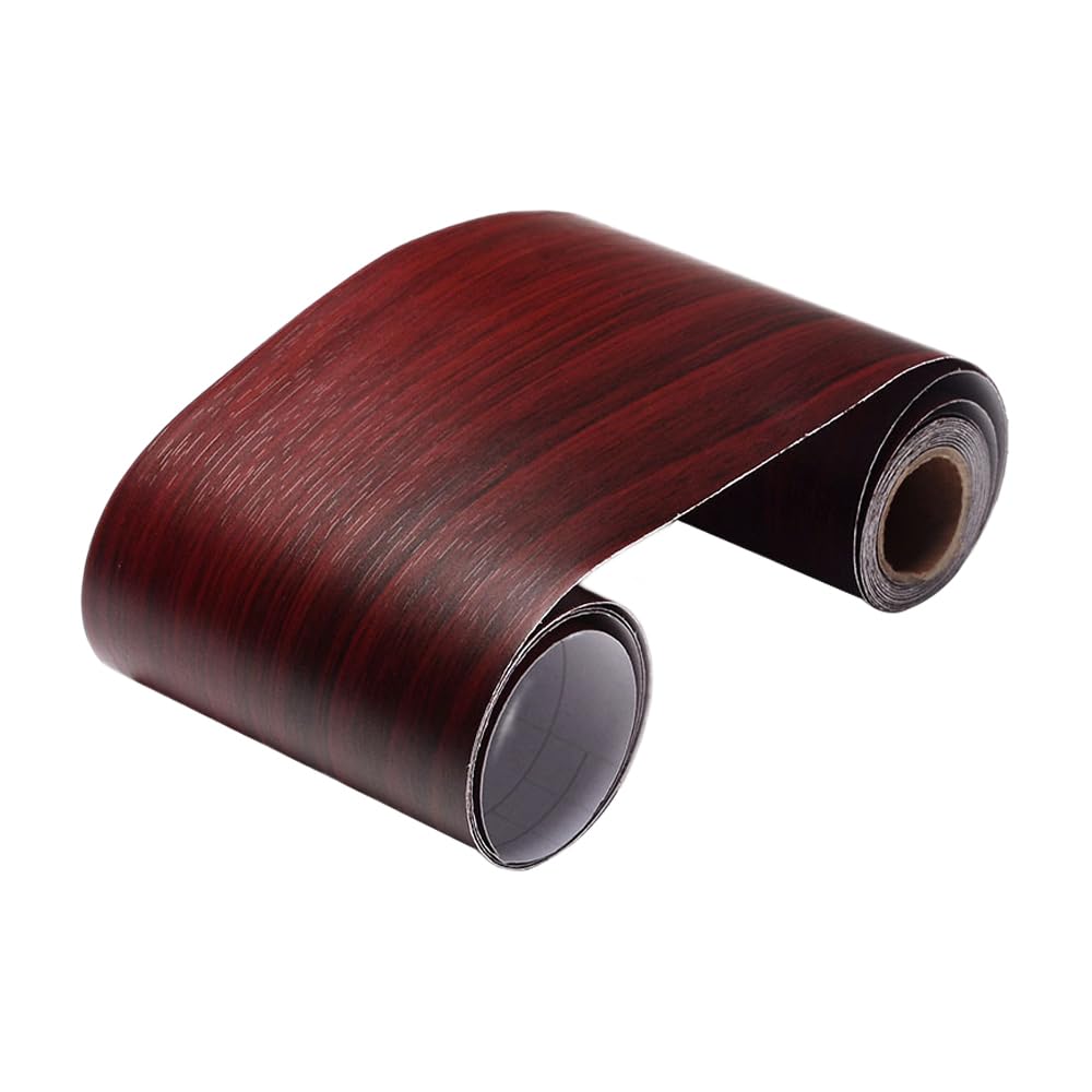 SEIWEI Self Adhesive Film Waterproof Marble Wallpaper Home Decoration Tile Sticker for Bathroom, Kitchen, Toilet, Bedroom (Red Walnut Grain)