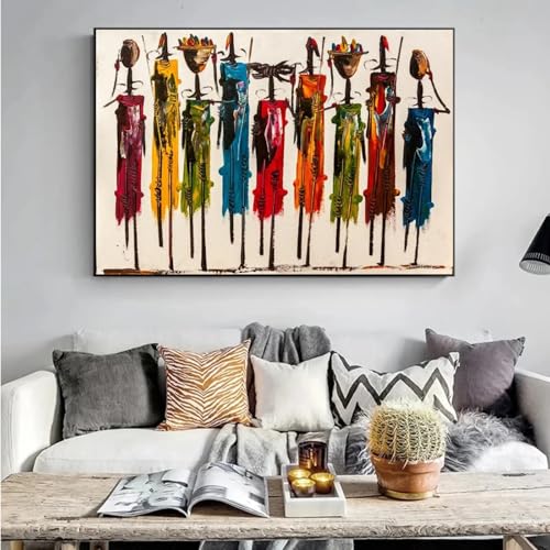 Tableau abstrait femme africaine pour habiller un mur vide avec élégance