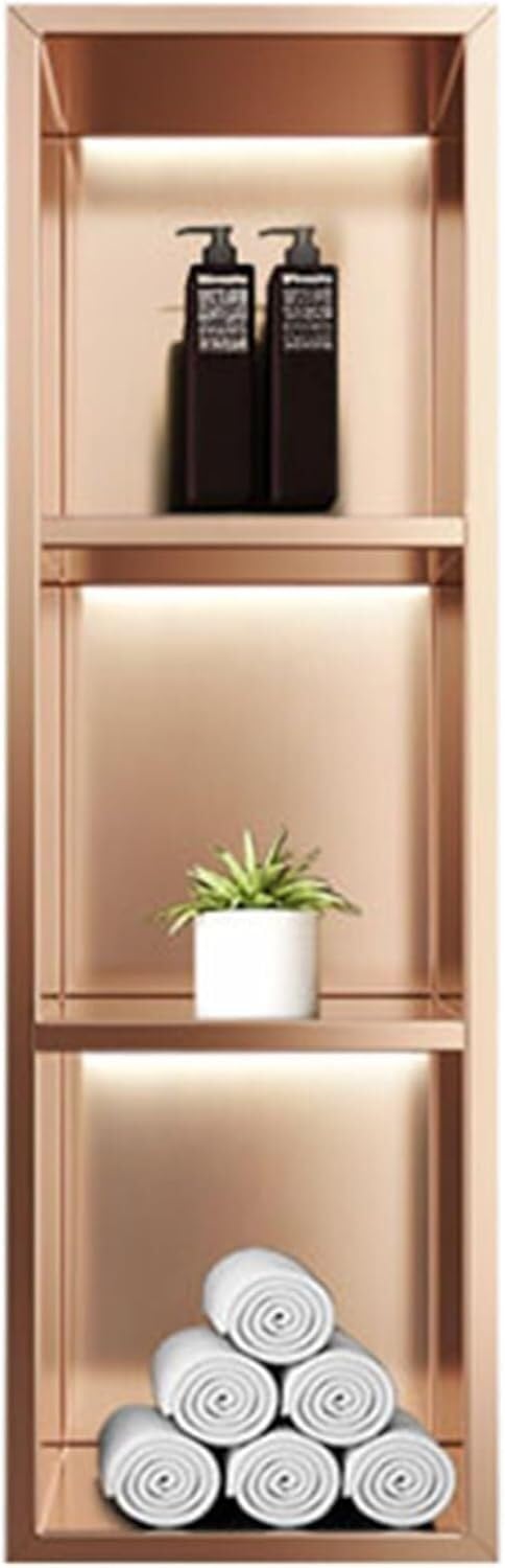 MYUYEE Recessed Bathroom Partition Shower Shelf, Niche Single Recessed Shower Shelf, Stainless Steel Niche (Metallic 29X90X12.5Cm)