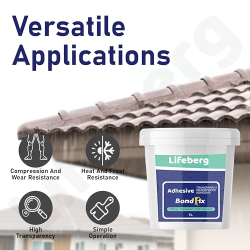 Image of 1L /1Kg Transparent Waterproof Glue with Brush, Clear Water-Based Invisible Leak Repair Coating for Roofs, Walls, Bathroom, Shower, Kitchen, Indoor & Outdoor Waterproof Agent