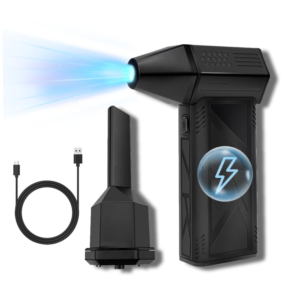 Jet Dry Blower, Cordless Electric Air Duster with 13000 RPM High Speed, Rechargeable Portable Air Blower with 3 Adjustable Speeds for Electronics Cleaning, Car Drying, Home Use