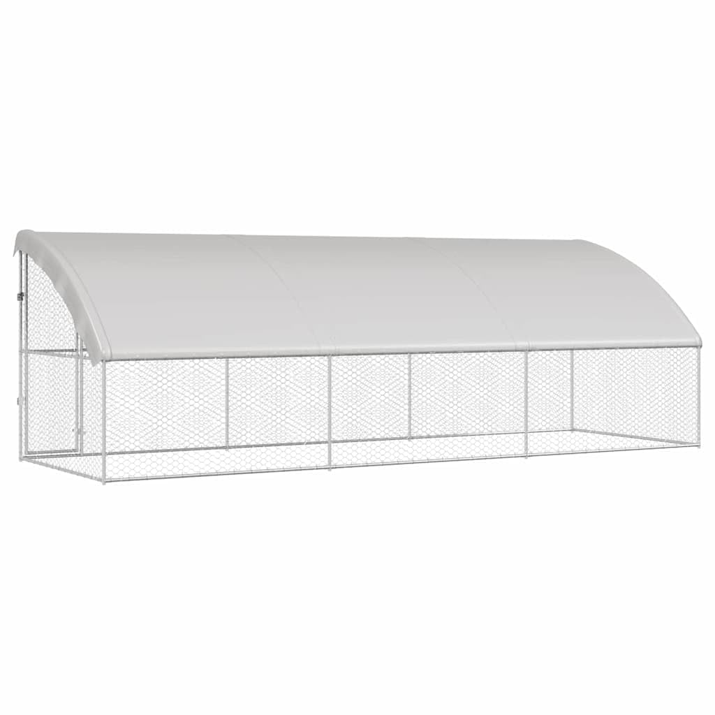 Set di 3 gabbie per cani, colore argento, 600 x 200 x 200 cm, in | Robusto recinto per animali per giardino e terrazza, con tetto in polietilene e sistema di chiusura sicuro per una facile