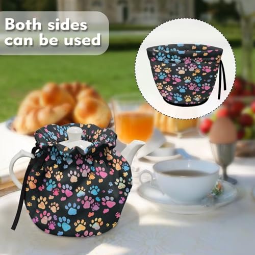 Image of Dog Paw Prints Teapot Cover Keep Warm Teapot Cover Insulated Kettle Cover for Home Kitchen Decor Tea Cozies for Hotel Restaurant Tea Party