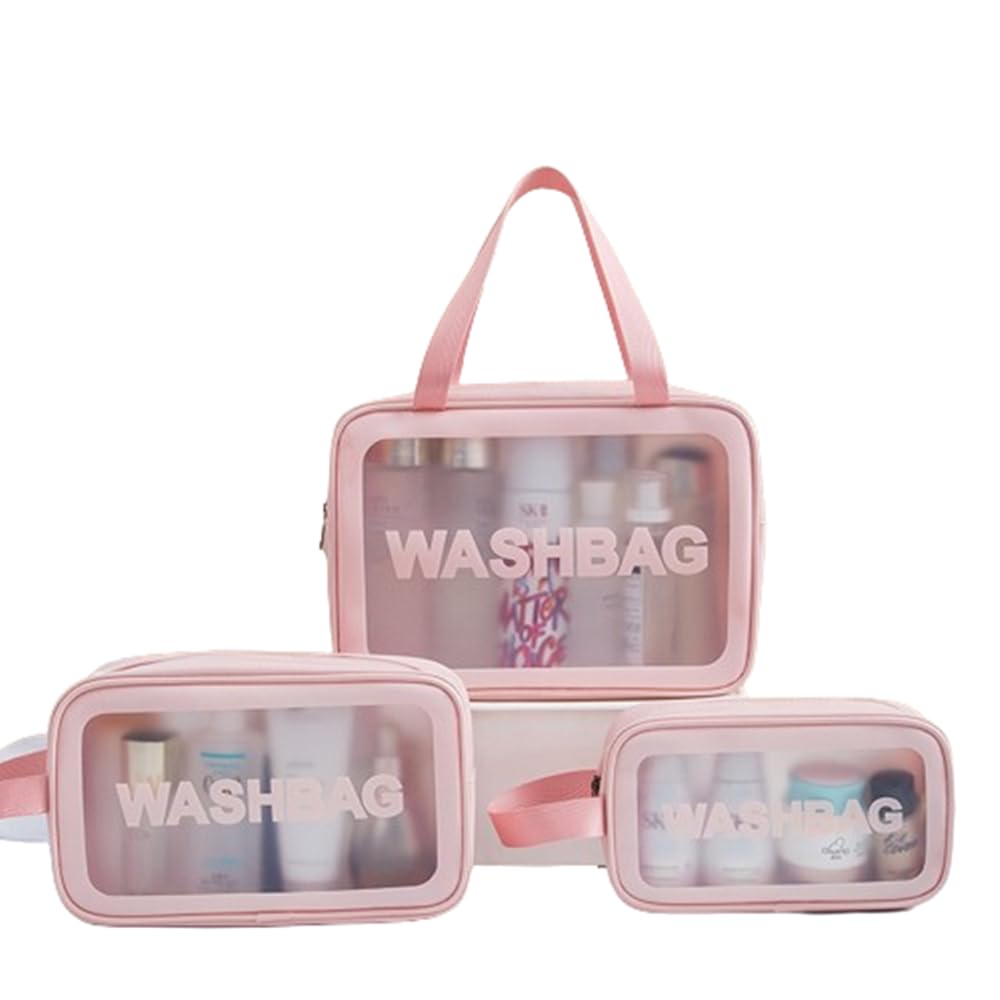 OHAOLYLE Clear Toiletry Bag,Travel Toiletry Bags,Clear Wash Bag for Toiletries,Makeup Bag(PINK)