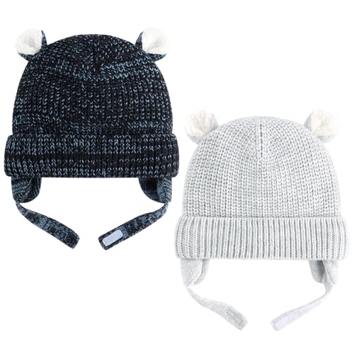 Image of Duoyeree Cozy Baby Beanie with Earflaps and Fleece Lining - Winter Hat for Baby Boys & Girls