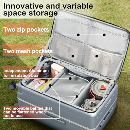 Image of Hanke Multifunctional 26 Inch Hard Shell Suitcases with Wheels Travel Approved Luggage Large Rolling Suitcase Checked Luggage for Women Men(Grey)