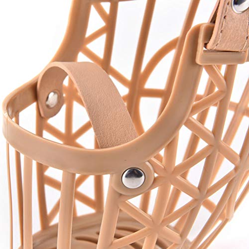 Image of Sage Square Adjustable Strap Muzzle, Mouth Cover, Basket Cage, Pet Safety Collar for Anti Biting Dog. (Beige, Small)