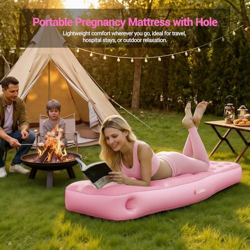 Image of Inflatable Pregnancy Pillow with Belly & Head Hole, Prone Pregnancy Pillow for Stomach Sleepers, Belly Pillow Pregnancy Mattress for Pregnant Women, Maternity airbed Pool Float for Tummy Massage