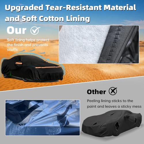 Image of Car Cover for Chevy Corvette C8 Stingray /Z51 Z06 2020-2026, All-Weather Full Exterior Cover for Sun, Dust,Rain & Snow Protection, Heavy Duty Outdoor Cover with Zipper Door and Soft Cotton Lining