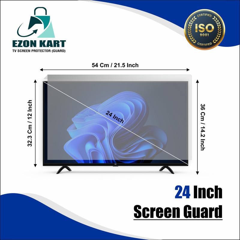 Image of 24 Inch Acrylic TV Screen Guard | 3mm Thickness, 9H Hardness, HD Clear Protector for LED, LCD & Smart TVs