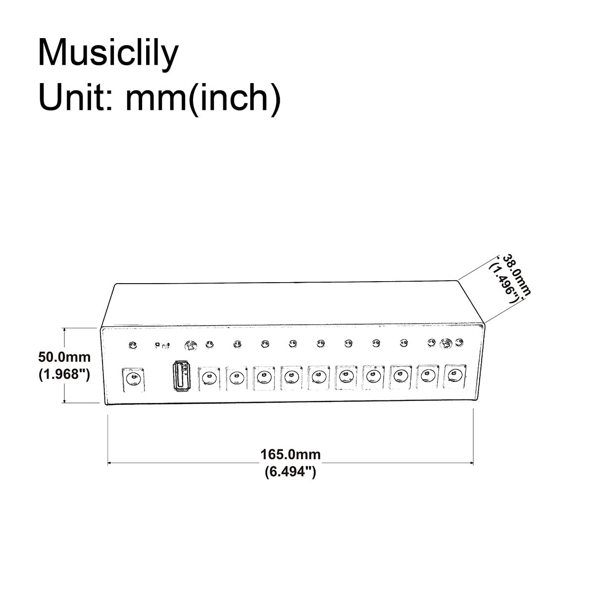 Musiclily Pro Gitarren Netzteil Power Supply 10 Way Isoliert DC Output mit USB-Port und EU Standard Adapter für 9V / 12V / 18V Effektpedal