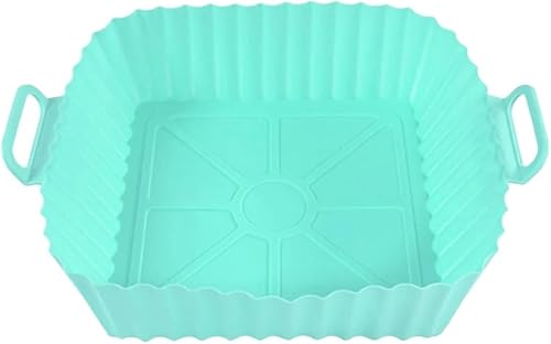 Air Fryer Silicone Liners Pot,Airfryer Basket Cooking Gadgets,Reusable Baking Tray Non-stick Pizza Pan Oven Kitchen Accessories(Green-17cm)