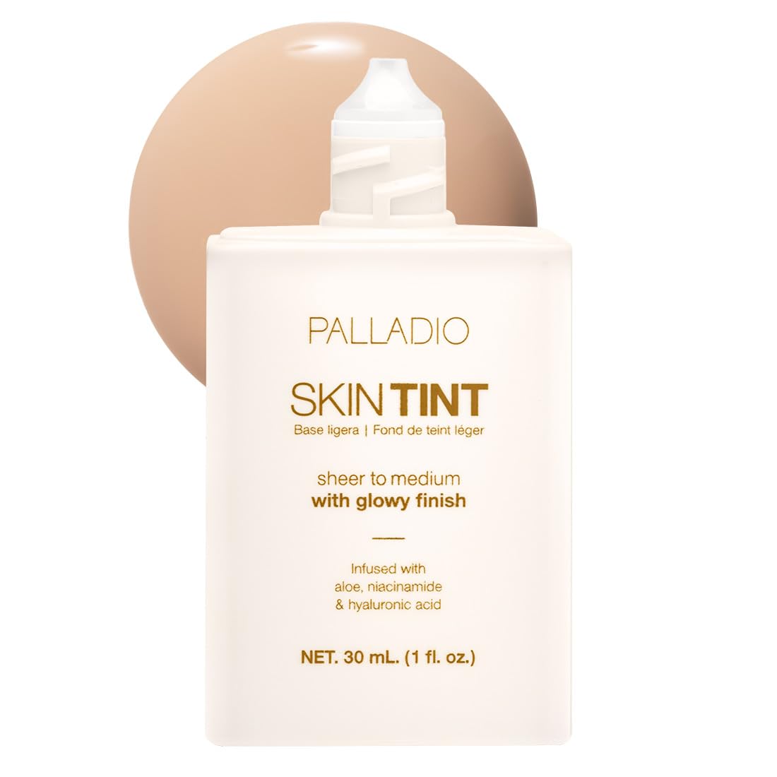 Palladio Skin Tint with Aloe Niacinamide and Hyaluronic Acid Sheer to Medium Coverage Glowy Finish Brightening and Blurring