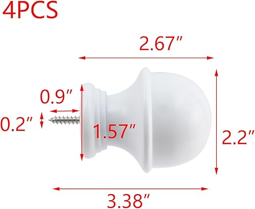Vista 18 de T Tulead Soporte de barra de cortina de madera Soporte de barra de armario Soporte de barra de cortina de cabeza 2 piezas (blanco)