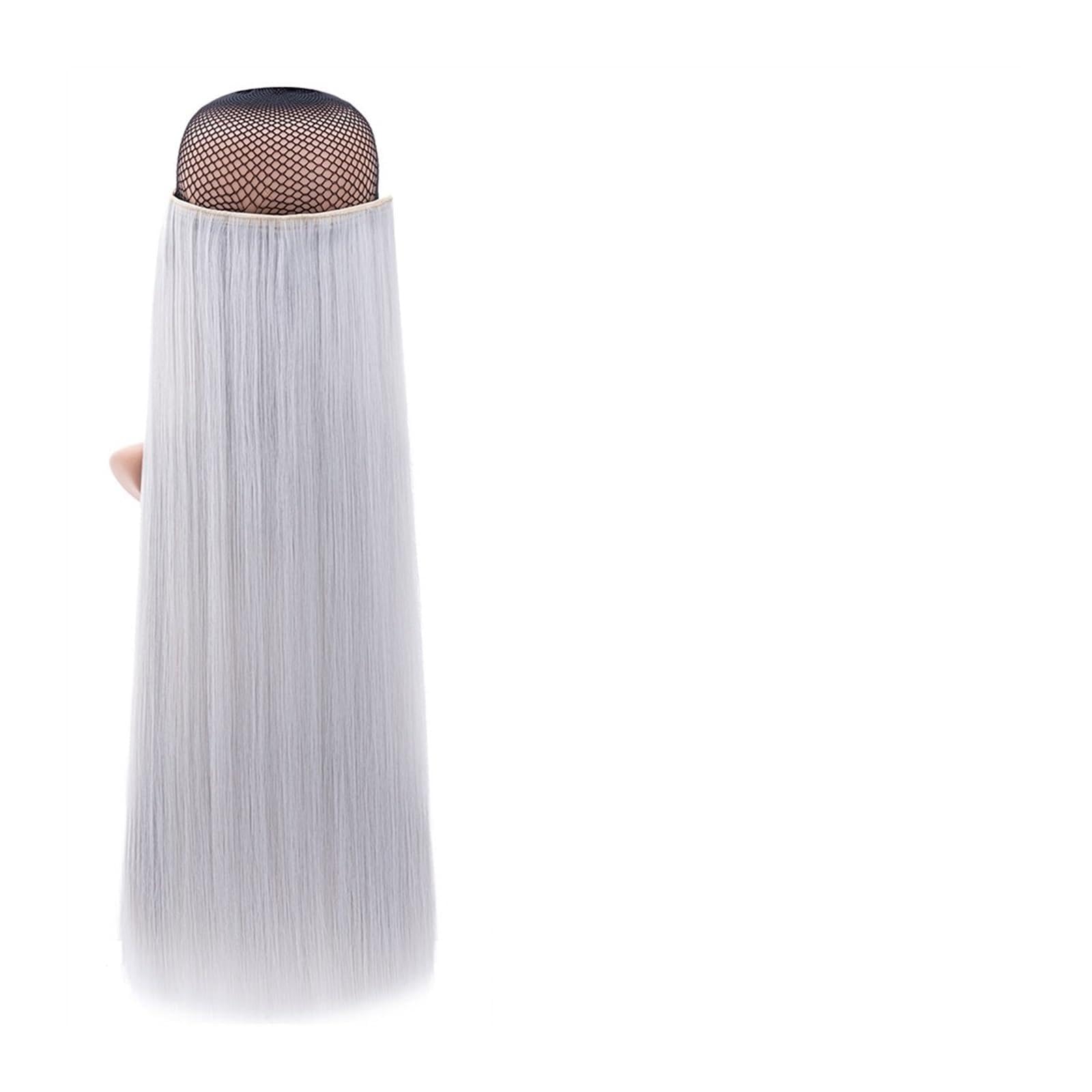 Przedłużanie włosów Syntetyczne doczepy do włosów 26 cali jasny blond włosy doczepiane Clip In długie proste naturalne ombre blond treski dla kobiet Kawałki włosów(Silver grey)
