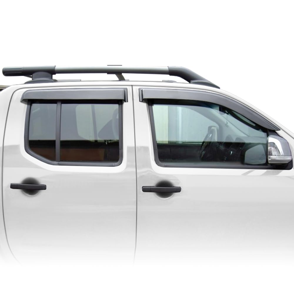 Deflectores de viento para Nissan Navara D40 2005-2015 Aventura Visia DX RX ST ST-X Outlaw MK2 Pick-up 4 puertas tintados adhesivos para viento, lluvia, sol, humo, visor de ventana, accesorios