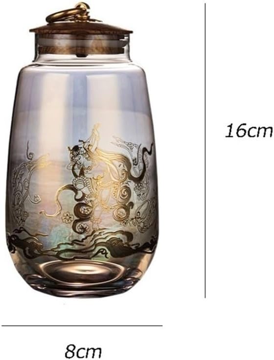 Tea Container Loose Leaf Tea Canister Household Storage Jar Glass Empty Jar Wooden Lid Tea Storage Sealed Jar