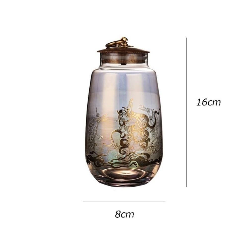 bote de té Recipiente for té de hojas sueltas, tarro de almacenamiento for el hogar, tarro vacío de vidrio, tapa de madera, tarro sellado for almacenamiento de té