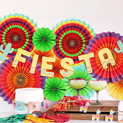 Image of LRCXL 12PCS Party Hanging Paper Fans Set, Fiesta Round Pattern Paper Garlands Decoration Party Supplies for New Year Baby Shower Birthday Wedding Graduation Events Accessories(Colorful)