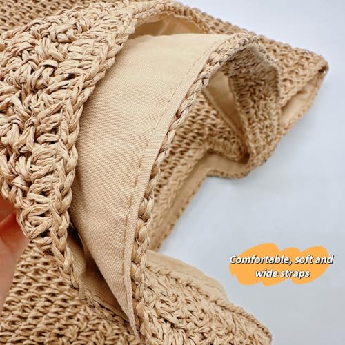 Aphoraeny Straw Beach Bag Buckets Totes Handbag Shoulder Tote Bag Straw Purse Summer Purse Women Summer Handbag4
