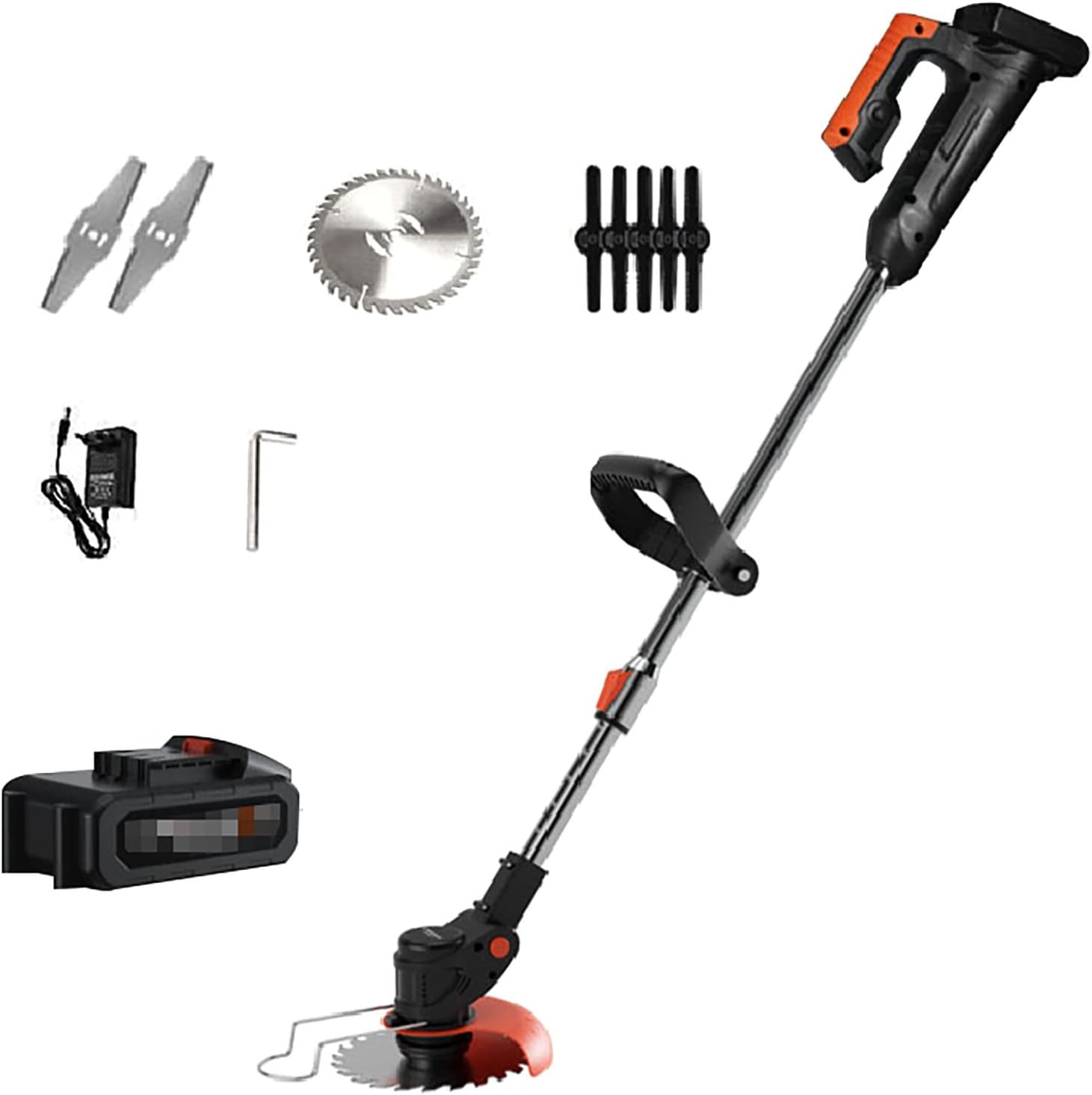 Electric Lawn Mower, Home Small Walk-Behind Lawn Mower with 3 Styles Blades 9000mA Battery Rechargeable Portable Weeder for Garden Lawn Shrub Trimming