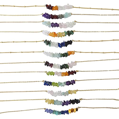 GOGOEY Zodiac Necklace for Women, Personalized Birthstone Beaded Crystal Jewelry for Her, Raw Gemstone Pendant, Chakra Pendant, crystals and healing stones, Stainless Steel, libra