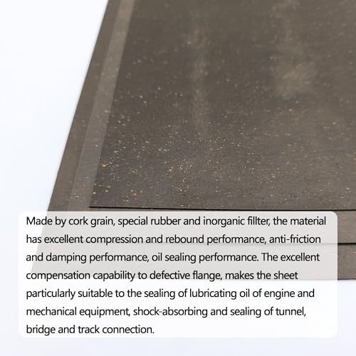 Image of Gasket Making Material Paper Sheet High Temp Pressure Chemical Grade for Gasoline Diesel Oil Air Compressor DIY Rebuild Sealing (3 Pcs,Black, Cork Rubber)