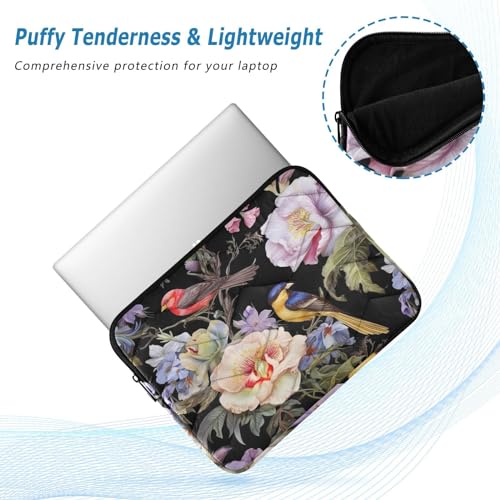 Funda para portátil 13-14 pulgadas con flores y aves miniatura 5