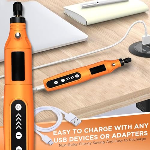Image of Premium 55pcs Heavy Duty Mini Drill Machine with 5 Speeds - 2000 MAh Battery, Front LED Lights, Full Kit for Home Use, Drilling, Carving, Engraving, Sanding & Polishing