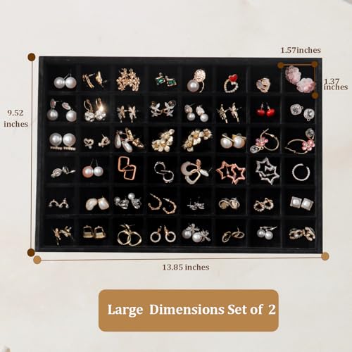 Image of Large Velvet Jewelry Tray Display Drawer Inserts 2 Pack
