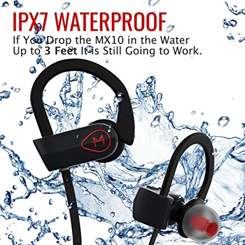 ONE Day Sale! - The MX10 Bluetooth iPhone Headphones -    Ear Buds Wireless Headphones - Designed for Running and Sport Workouts - Built-in Microphone with Noise Cancellation - IPX7 Waterproof