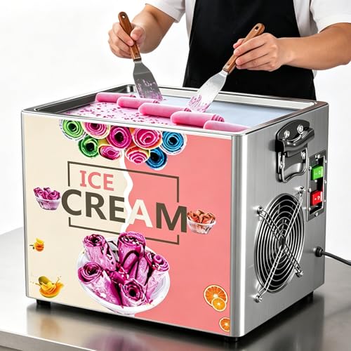 AETEREOS Ice Cream Maker and Rolled Ice Cream Maker, Manual Roll Your Own Ice Cream, At Home & Commercial Use, with 2 Scrapers for Fun Family Activities and DIY