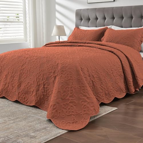 Image of Kingnex Oversized King Bedspreads 128x120 Baked Clay