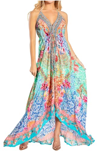 Image of Sakkas Lizi 2025 Womens Maxi High-Low Halter Handkerchief Long Dress Beach Party